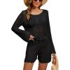 imageBlooming Jelly Womens Crochet Swimsuit Coverup Hollow Out Two Piece Set Bathing Suit Cover Up Beach OutfitsBlack
