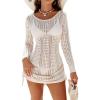 imageBlooming Jelly Womens Swimsuit Cover Up Bathing Suit Backless Crochet Swim Cover Ups Swimwear Bikini Beach DressBeige