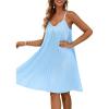 imageBlooming Jelly Womens Swimsuit Coverup Bathing Suit Cover Ups Beach Dress Spaghetti Strap Pleated SwimwearBlue