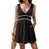 imageBlooming Jelly Womens Swimsuit Coverup Beach Bathing Suit Cover Up Color Block Sundress Summer Tank Dress with PocketsBlack