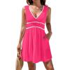 imageBlooming Jelly Womens Swimsuit Coverup Beach Bathing Suit Cover Up Color Block Sundress Summer Tank Dress with PocketsHot Pink