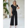 imageBlooming Jelly Women Dressy Jumpsuits One Piece Business Casual outfits Ruffle Sleeve V Neck Belted Summer RompersBlack