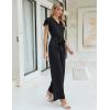 imageBlooming Jelly Women Dressy Jumpsuits One Piece Business Casual outfits Ruffle Sleeve V Neck Belted Summer RompersBlack