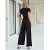 imageBlooming Jelly Women Dressy Jumpsuits One Piece Business Casual outfits Ruffle Sleeve V Neck Belted Summer RompersBlack