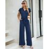 imageBlooming Jelly Women Dressy Jumpsuits One Piece Business Casual outfits Ruffle Sleeve V Neck Belted Summer RompersDeep Blue