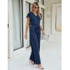 imageBlooming Jelly Women Dressy Jumpsuits One Piece Business Casual outfits Ruffle Sleeve V Neck Belted Summer RompersDeep Blue