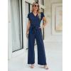 imageBlooming Jelly Women Dressy Jumpsuits One Piece Business Casual outfits Ruffle Sleeve V Neck Belted Summer RompersDeep Blue