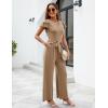 imageBlooming Jelly Women Dressy Jumpsuits One Piece Business Casual outfits Ruffle Sleeve V Neck Belted Summer RompersKhaki