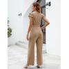 imageBlooming Jelly Women Dressy Jumpsuits One Piece Business Casual outfits Ruffle Sleeve V Neck Belted Summer RompersKhaki