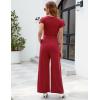 imageBlooming Jelly Women Dressy Jumpsuits One Piece Business Casual outfits Ruffle Sleeve V Neck Belted Summer RompersRed