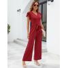 imageBlooming Jelly Women Dressy Jumpsuits One Piece Business Casual outfits Ruffle Sleeve V Neck Belted Summer RompersRed