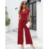 imageBlooming Jelly Women Dressy Jumpsuits One Piece Business Casual outfits Ruffle Sleeve V Neck Belted Summer RompersRed