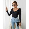 imageBlooming Jelly Womens Black Long Sleeve Bodysuit Ruched Sexy One Piece Bodysuit Going Out Ribbed Bodysuits 2023Black