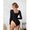 imageBlooming Jelly Womens Black Long Sleeve Bodysuit Ruched Sexy One Piece Bodysuit Going Out Ribbed Bodysuits 2023Black