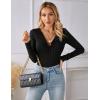 imageBlooming Jelly Womens Long Sleeve Bodysuit V Neck Sexy Tops Slimming Body Suits Clothes 2023Black