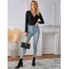 imageBlooming Jelly Womens Long Sleeve Bodysuit V Neck Sexy Tops Slimming Body Suits Clothes 2023Black