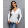 imageBlooming Jelly Womens Long Sleeve Bodysuit V Neck Sexy Tops Slimming Body Suits Clothes 2023White