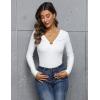 imageBlooming Jelly Womens Long Sleeve Bodysuit V Neck Sexy Tops Slimming Body Suits Clothes 2023White