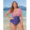 imageBlooming Jelly Womens Plus Size One Piece Swimsuit Tummy Control Bathing Suit Cute V Neck Maternity SwimwearAmerican Flag Print