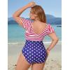 imageBlooming Jelly Womens Plus Size One Piece Swimsuit Tummy Control Bathing Suit Cute V Neck Maternity SwimwearAmerican Flag Print