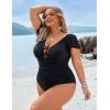 imageBlooming Jelly Womens Plus Size One Piece Swimsuit Tummy Control Bathing Suit Cute V Neck Maternity SwimwearBlack