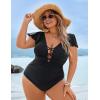 imageBlooming Jelly Womens Plus Size One Piece Swimsuit Tummy Control Bathing Suit Cute V Neck Maternity SwimwearBlack