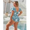 imageBlooming Jelly Womens Plus Size One Piece Swimsuit Tummy Control Bathing Suit Cute V Neck Maternity SwimwearBlue Wave Print