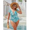 imageBlooming Jelly Womens Plus Size One Piece Swimsuit Tummy Control Bathing Suit Cute V Neck Maternity SwimwearBlue Wave Print