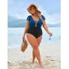 imageBlooming Jelly Womens Plus Size One Piece Swimsuit Tummy Control Bathing Suit Cute V Neck Maternity SwimwearBlue and Black