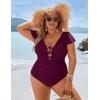 imageBlooming Jelly Womens Plus Size One Piece Swimsuit Tummy Control Bathing Suit Cute V Neck Maternity SwimwearFuchsia