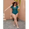 imageBlooming Jelly Womens Plus Size One Piece Swimsuit Tummy Control Bathing Suit Cute V Neck Maternity SwimwearLake Blue