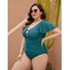 imageBlooming Jelly Womens Plus Size One Piece Swimsuit Tummy Control Bathing Suit Cute V Neck Maternity SwimwearLake Blue