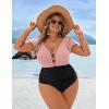 imageBlooming Jelly Womens Plus Size One Piece Swimsuit Tummy Control Bathing Suit Cute V Neck Maternity SwimwearPink and Black