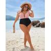 imageBlooming Jelly Womens Plus Size One Piece Swimsuit Tummy Control Bathing Suit Cute V Neck Maternity SwimwearPink and Black