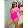 imageBlooming Jelly Womens Plus Size One Piece Swimsuit Tummy Control Bathing Suit Cute V Neck Maternity SwimwearPink and Hot Pink
