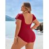 imageBlooming Jelly Womens Plus Size One Piece Swimsuit Tummy Control Bathing Suit Cute V Neck Maternity SwimwearRed