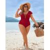 imageBlooming Jelly Womens Plus Size One Piece Swimsuit Tummy Control Bathing Suit Cute V Neck Maternity SwimwearRed