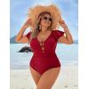 imageBlooming Jelly Womens Plus Size One Piece Swimsuit Tummy Control Bathing Suit Cute V Neck Maternity SwimwearRed