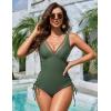 imageBlooming Jelly Women Sexy Mesh Swimsuit Tummy Control Bathing Suit Slimming One Piece Swimwear Bikini with Side StrapsArmy Green