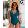 imageBlooming Jelly Women Sexy Mesh Swimsuit Tummy Control Bathing Suit Slimming One Piece Swimwear Bikini with Side StrapsTurquoise