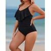 imageBlooming Jelly Womens One Piece Swimsuit Tummy Control Bathing Suit Modest Cute Slimming Flattering Ruffle Ladies SwimwearBlack