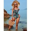 imageBlooming Jelly Womens One Piece Swimsuit Tummy Control Bathing Suit Modest Cute Slimming Flattering Ruffle Ladies SwimwearBlack Floral