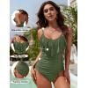 imageBlooming Jelly Womens One Piece Swimsuit Tummy Control Bathing Suit Modest Cute Slimming Flattering Ruffle Ladies SwimwearGreen