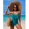 imageBlooming Jelly Womens One Piece Swimsuit Tummy Control Bathing Suit Modest Cute Slimming Flattering Ruffle Ladies SwimwearPeacock Blue