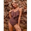 imageBlooming Jelly Womens One Piece Swimsuit Tummy Control Bathing Suit Modest Cute Slimming Flattering Ruffle Ladies SwimwearRose Brown