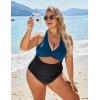 imageBlooming Jelly Womens One Piece Swimsuits Push Up Tummy Control Bathing Suit Cutout Ruched Slimming Swim Suits 2025Black Blue