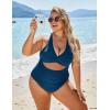 imageBlooming Jelly Womens One Piece Swimsuits Push Up Tummy Control Bathing Suit Cutout Ruched Slimming Swim Suits 2025Blue