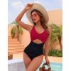 imageBlooming Jelly Womens One Piece Swimsuits Push Up Tummy Control Bathing Suit Cutout Ruched Slimming Swim Suits 2025Dark Red