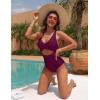 imageBlooming Jelly Womens One Piece Swimsuits Push Up Tummy Control Bathing Suit Cutout Ruched Slimming Swim Suits 2025Fuchsia