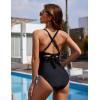imageBlooming Jelly Womens One Piece Swimsuits Push Up Tummy Control Bathing Suit Cutout Ruched Slimming Swim Suits 2025Striped Black